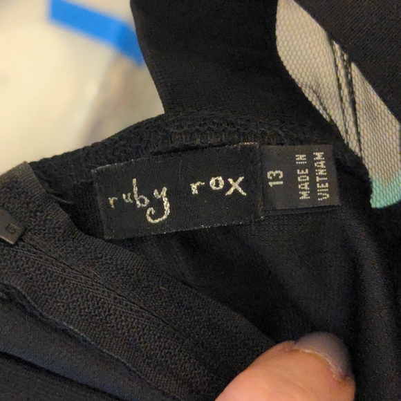 Ruby Rox Black and Mint Teal Pleated Maxi Dress - Picture 8 of 8